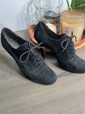 Circa Joan & David Black Suede Oxford Booties